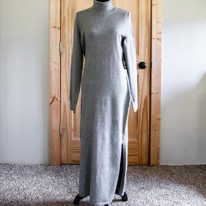 NWT Express Knit Turtleneck Maxi Sweater Dress with Side Slit Soft Cozy Size M